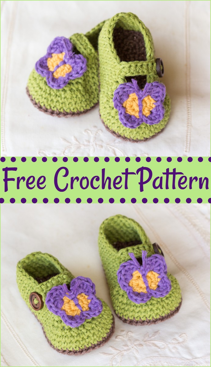 Butterfly Garden Baby Booties Crochet Pattern