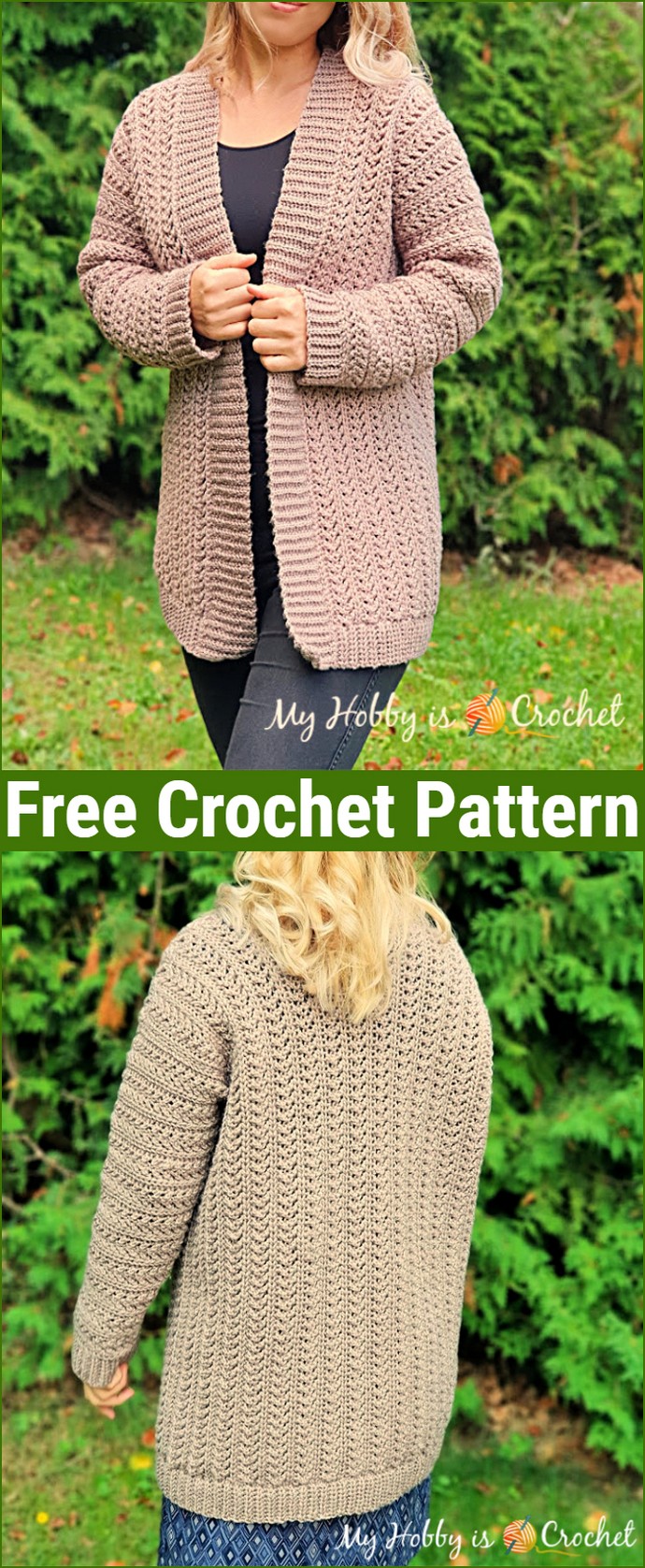 Chic Aran Cardigan Free Crochet Pattern