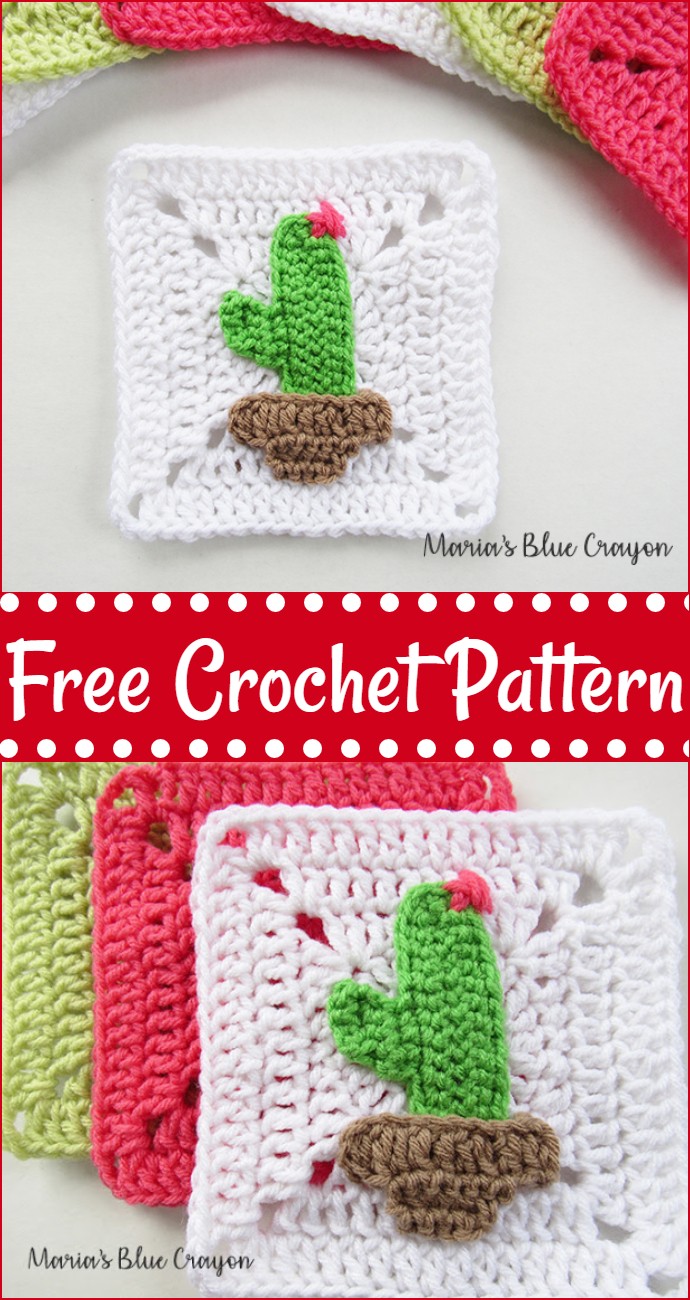 Crochet Cactus Granny Square Free Pattern