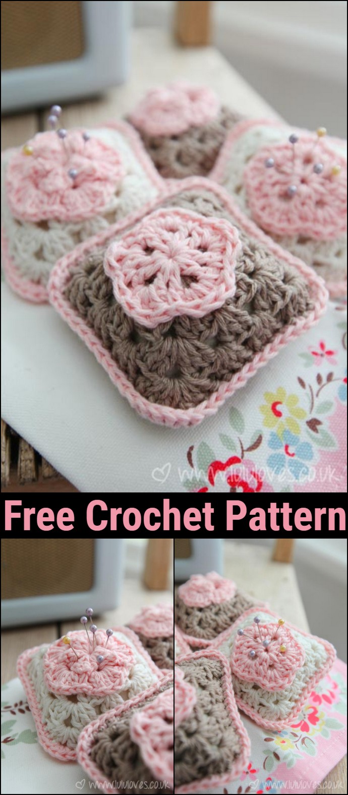 Crochet Pattern Granny Square Pincushion