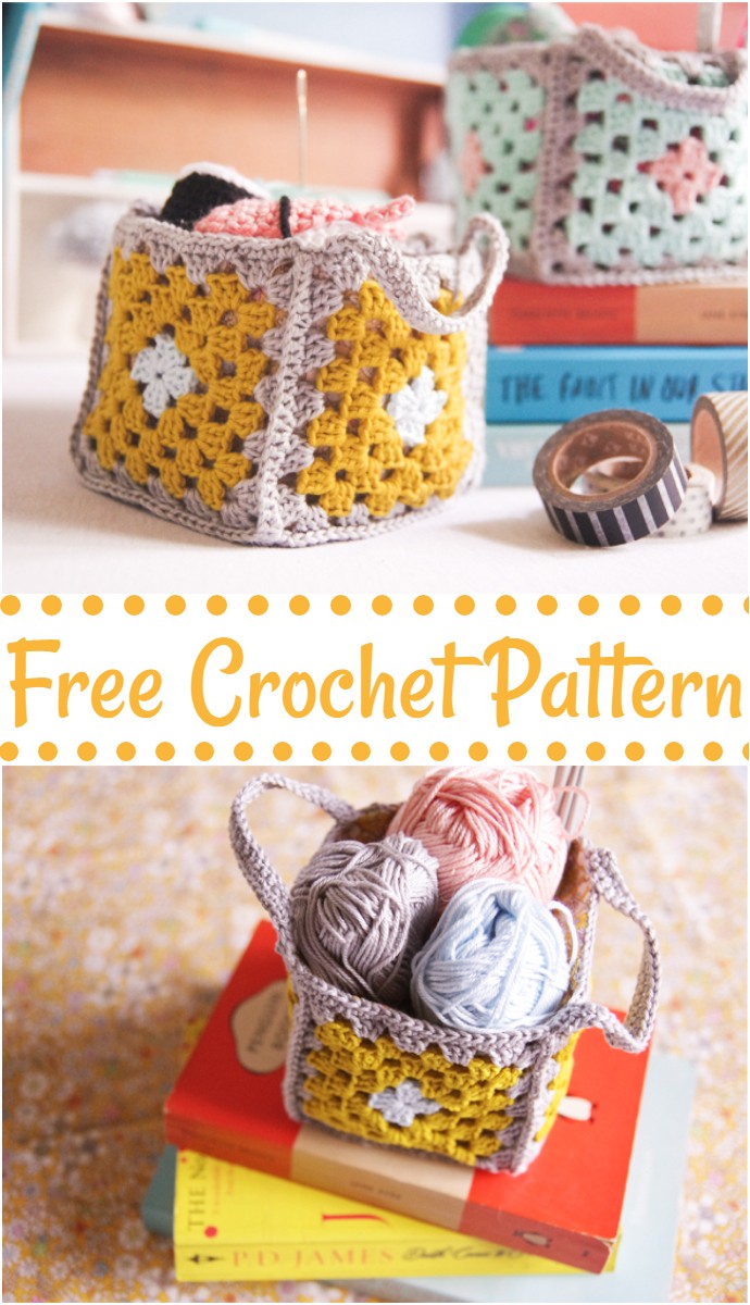 DIY Mini Granny Square Crochet Baskets