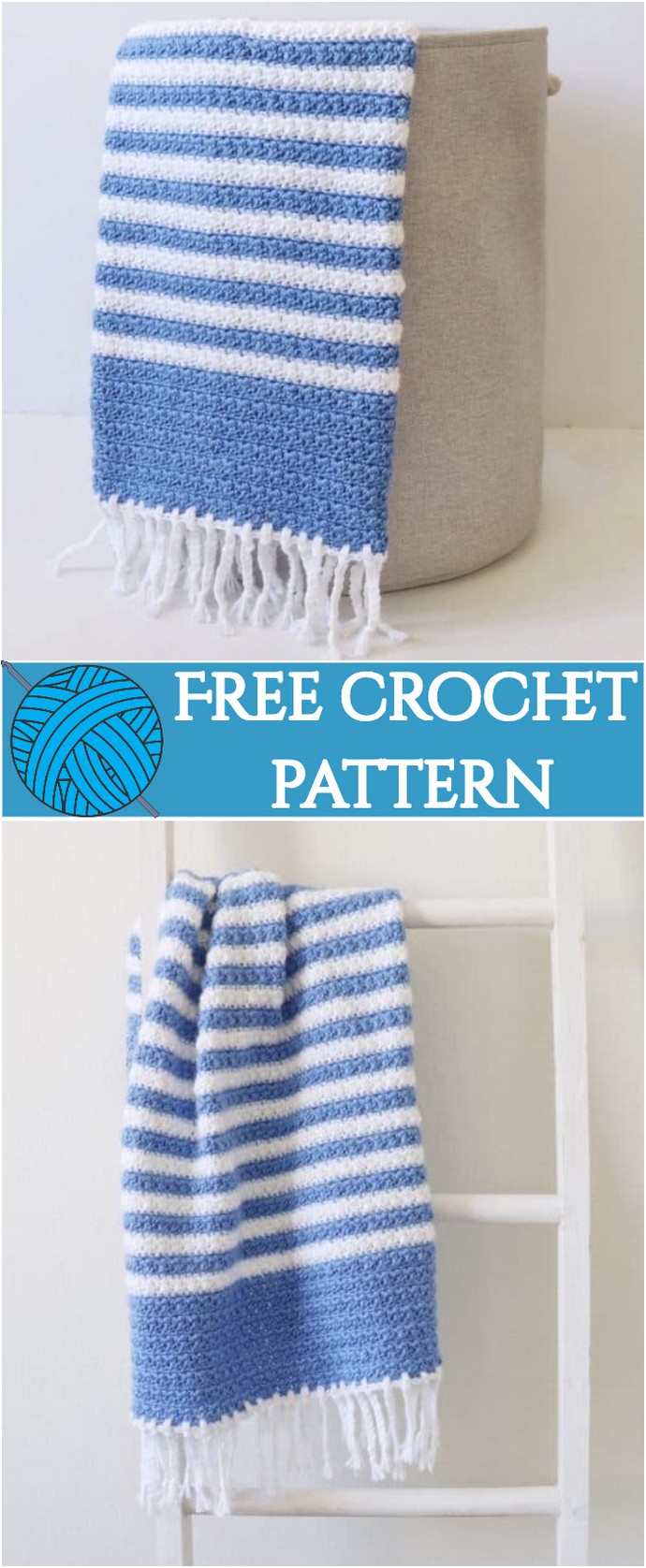 Free Crochet Blue Stripes Baby Blanket