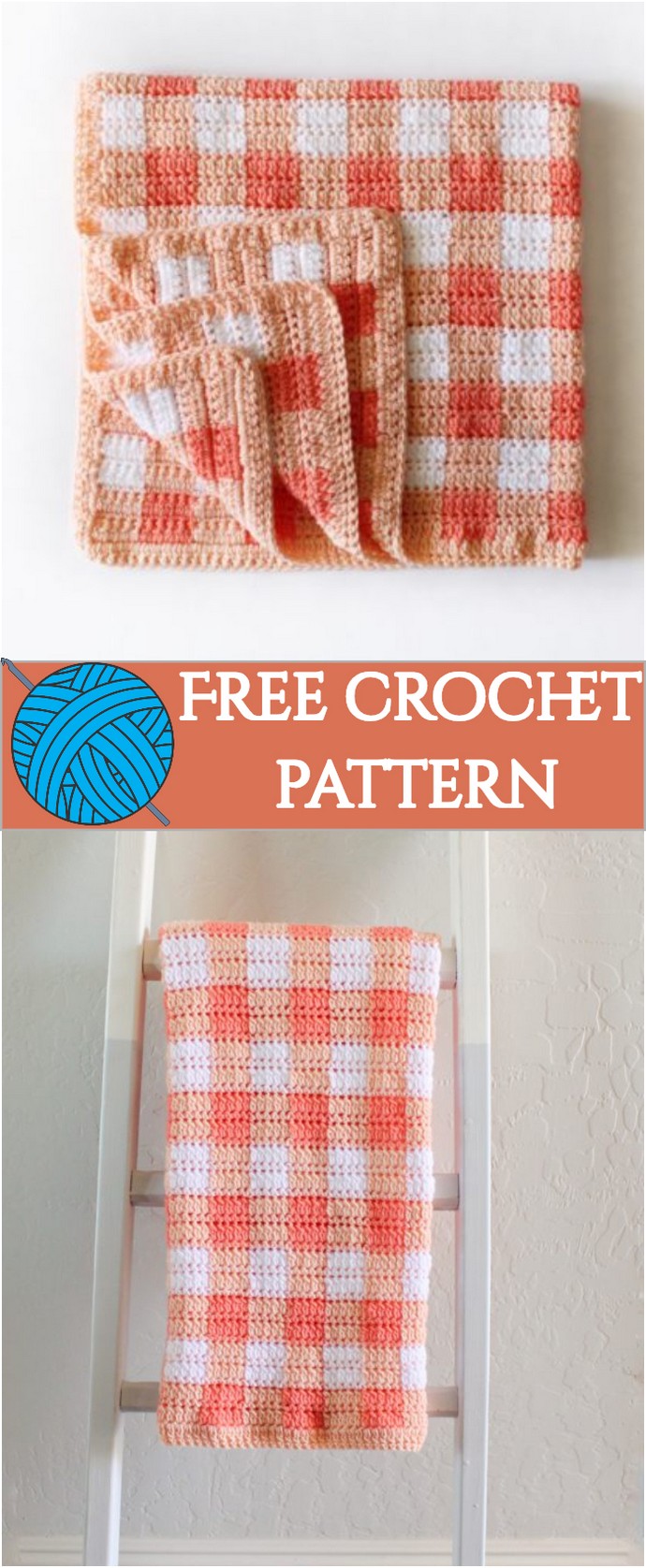 Free Crochet Cluster Stitch Gingham Blanket: