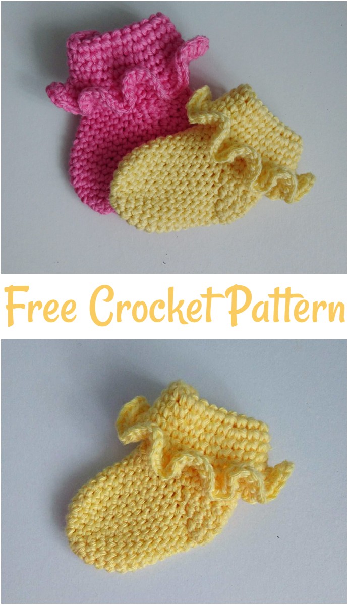 Free Crochet Frilled Newborn Socks