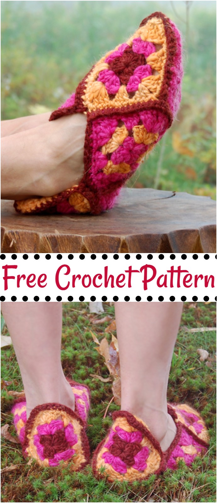 Free Crochet Granny Square Slippers