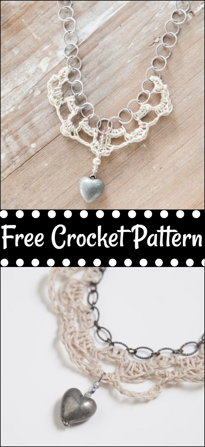 Free Crochet Hemp And Chain Necklace