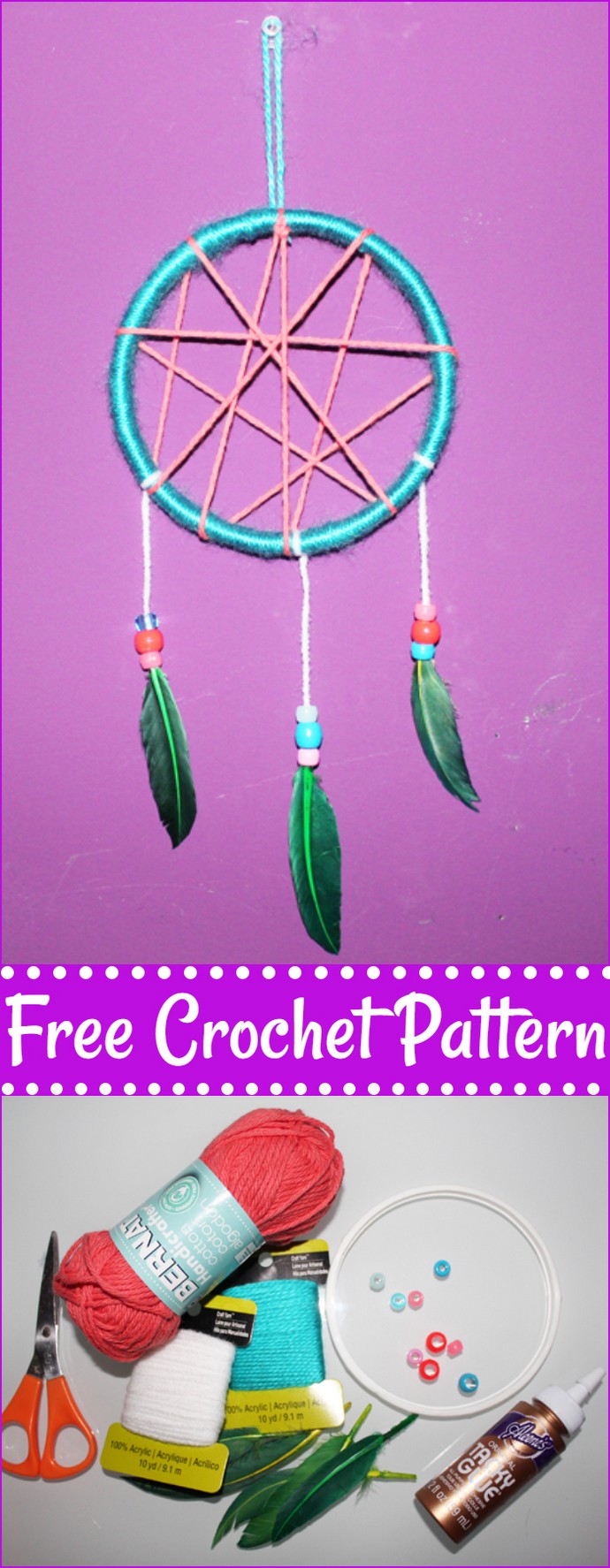 Free Crochet Kid Friendly Dream Catcher