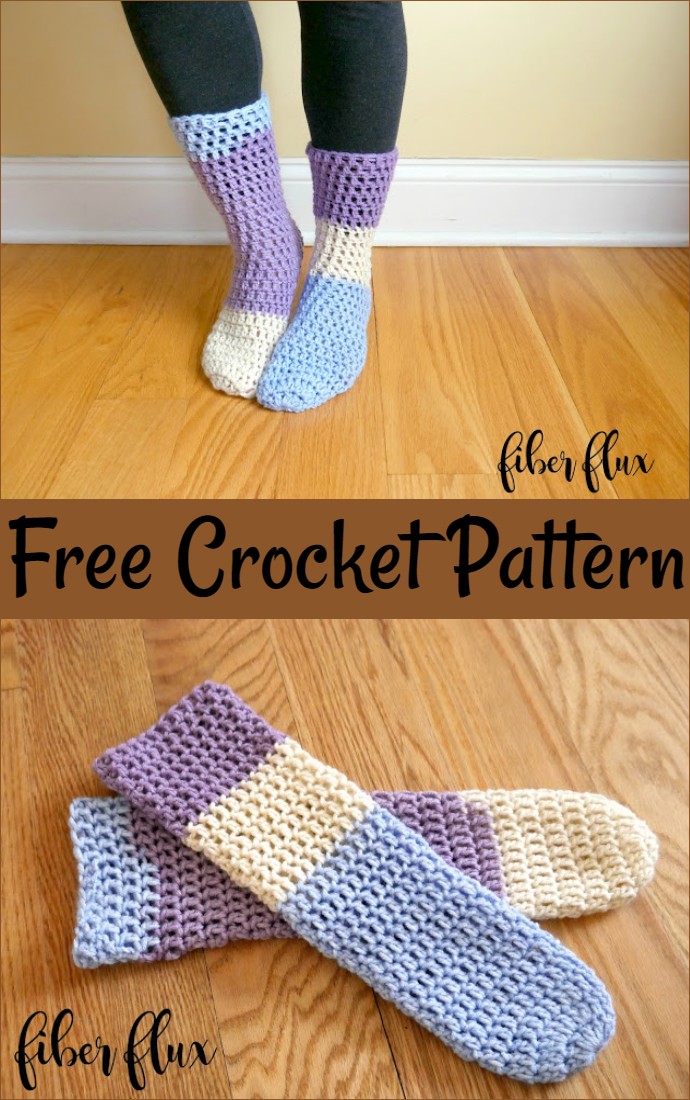 Free Crochet Pattern Home All Day Slipper Socks