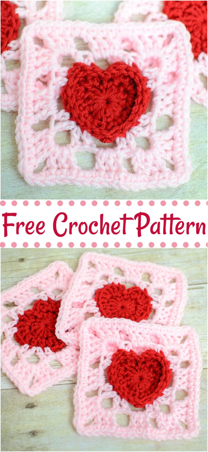 Heart Granny Square Crochet Pattern