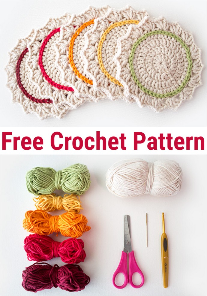 Make A Set Of Five Ombre Crocheted Coasters