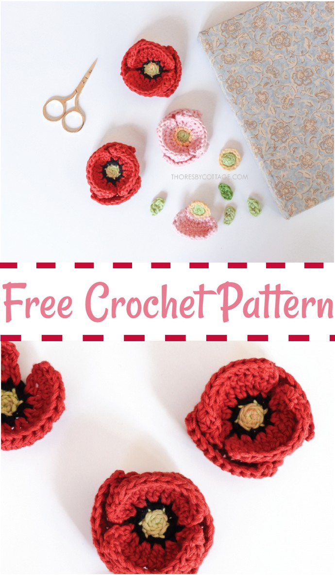 Poppy Flower Crochet Pattern