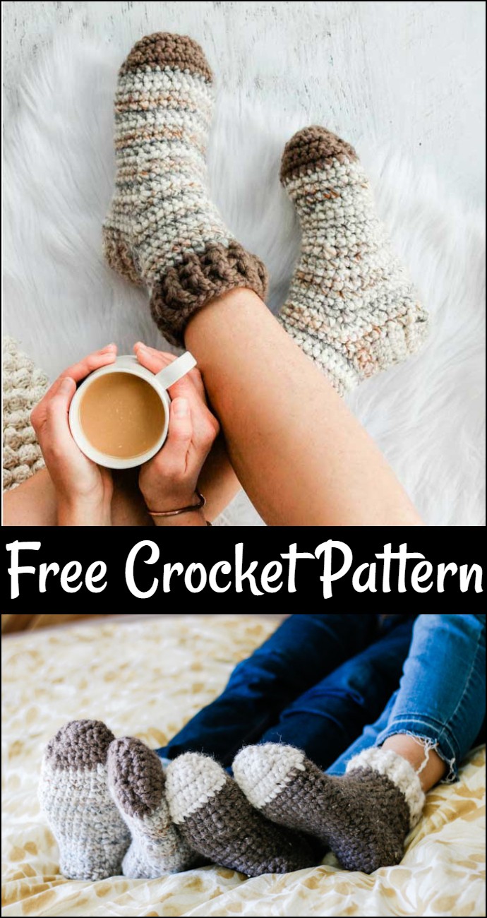 Snuggly Free Crochet Slipper Socks