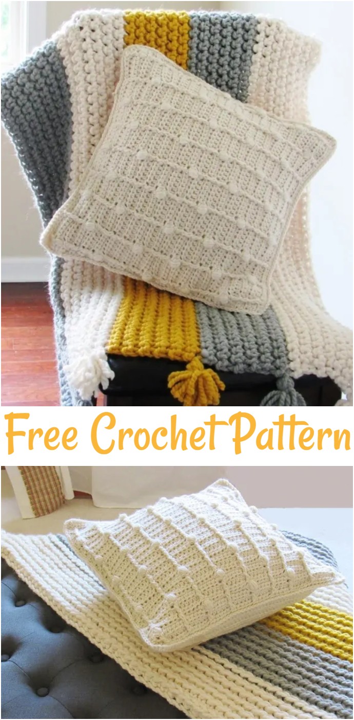 Bobble Throw Pillow Free Crochet Pattern