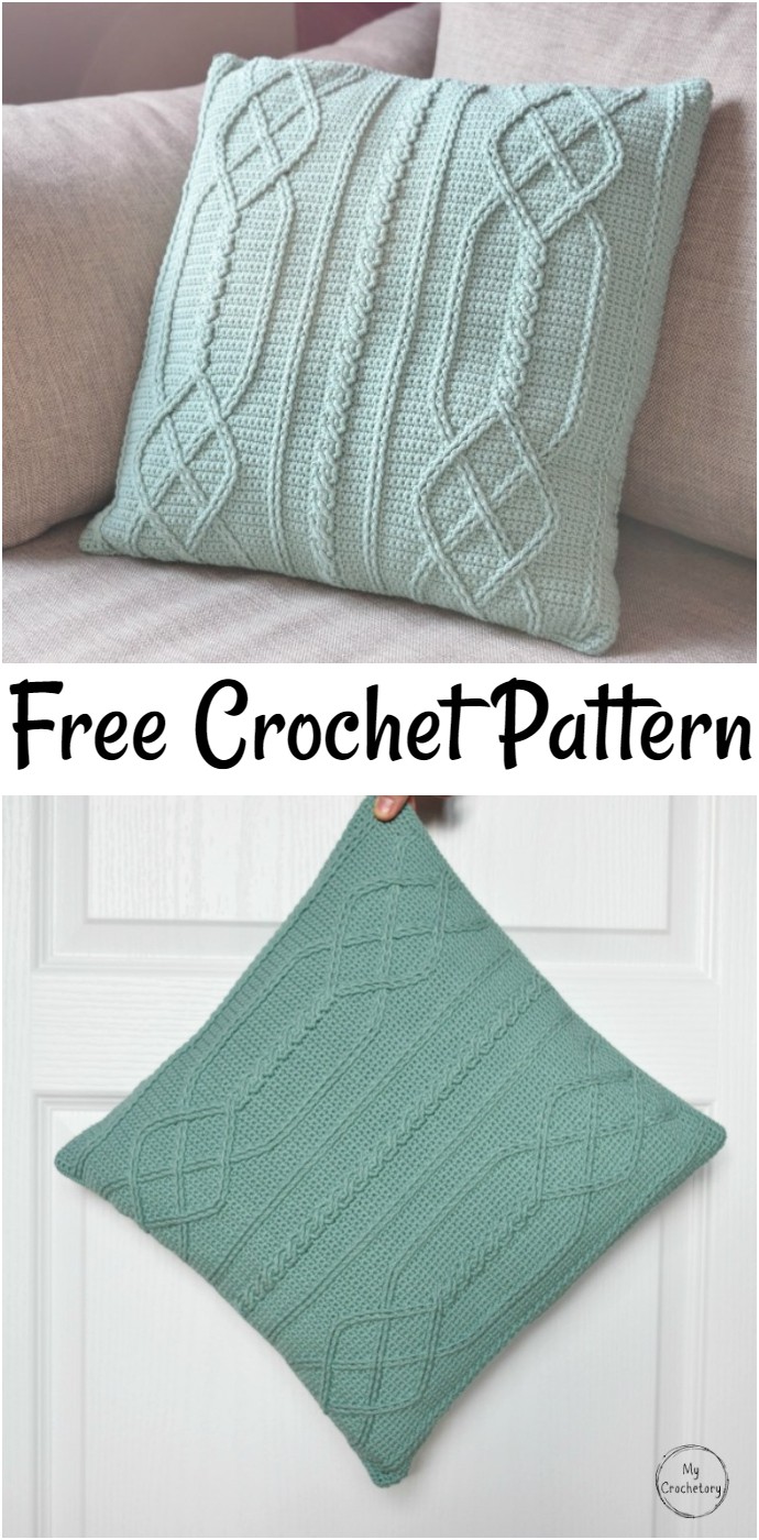 Cable Diamond Pillow Free Crochet Pattern