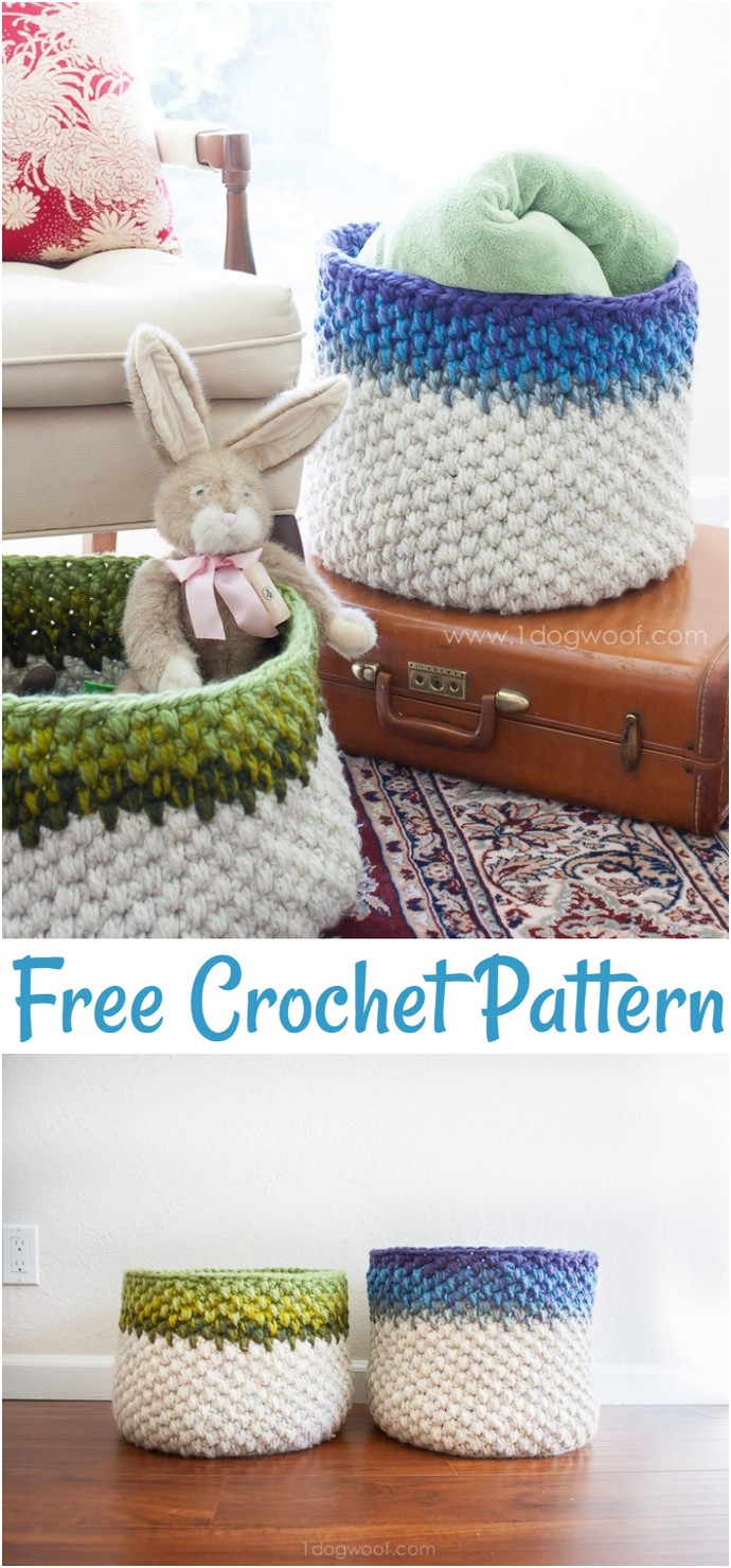 Color Block Crochet Basket Pattern