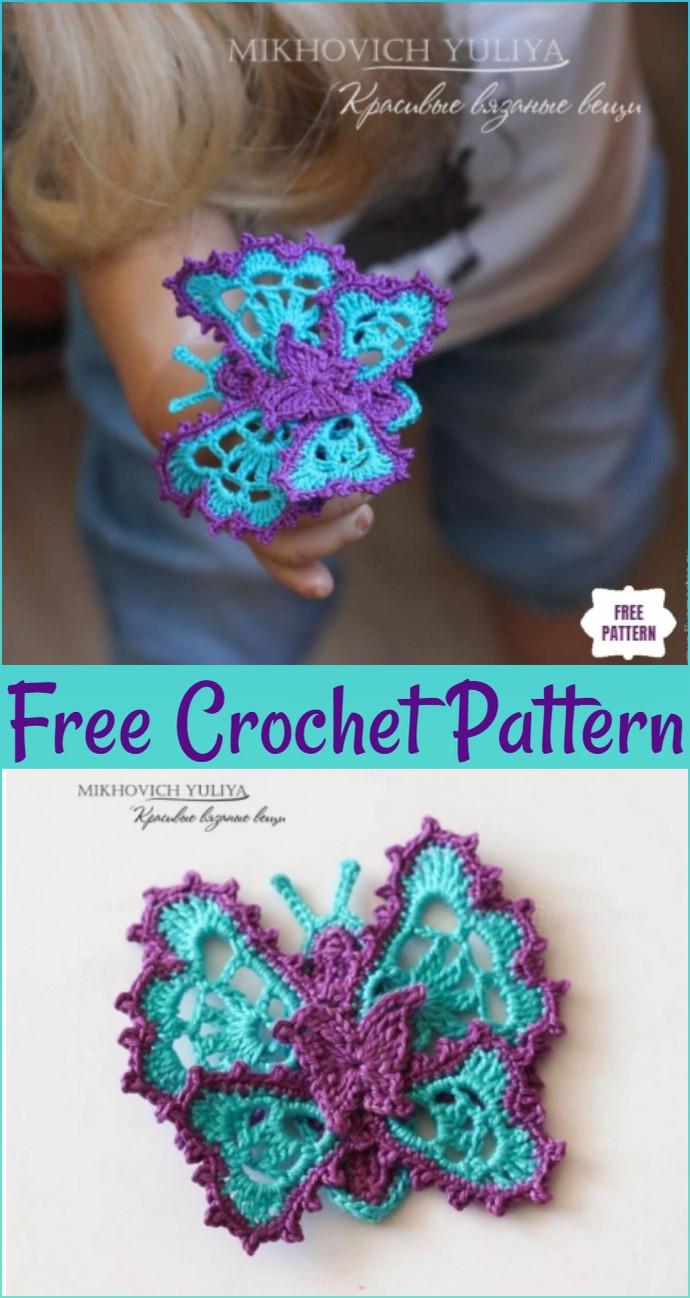 Crochet Butterfly Applique Free Crochet Pattern