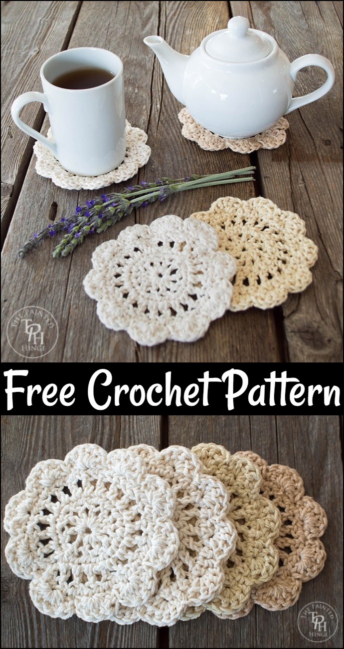 Farmhouse Style Coasters Free Crochet Pattern