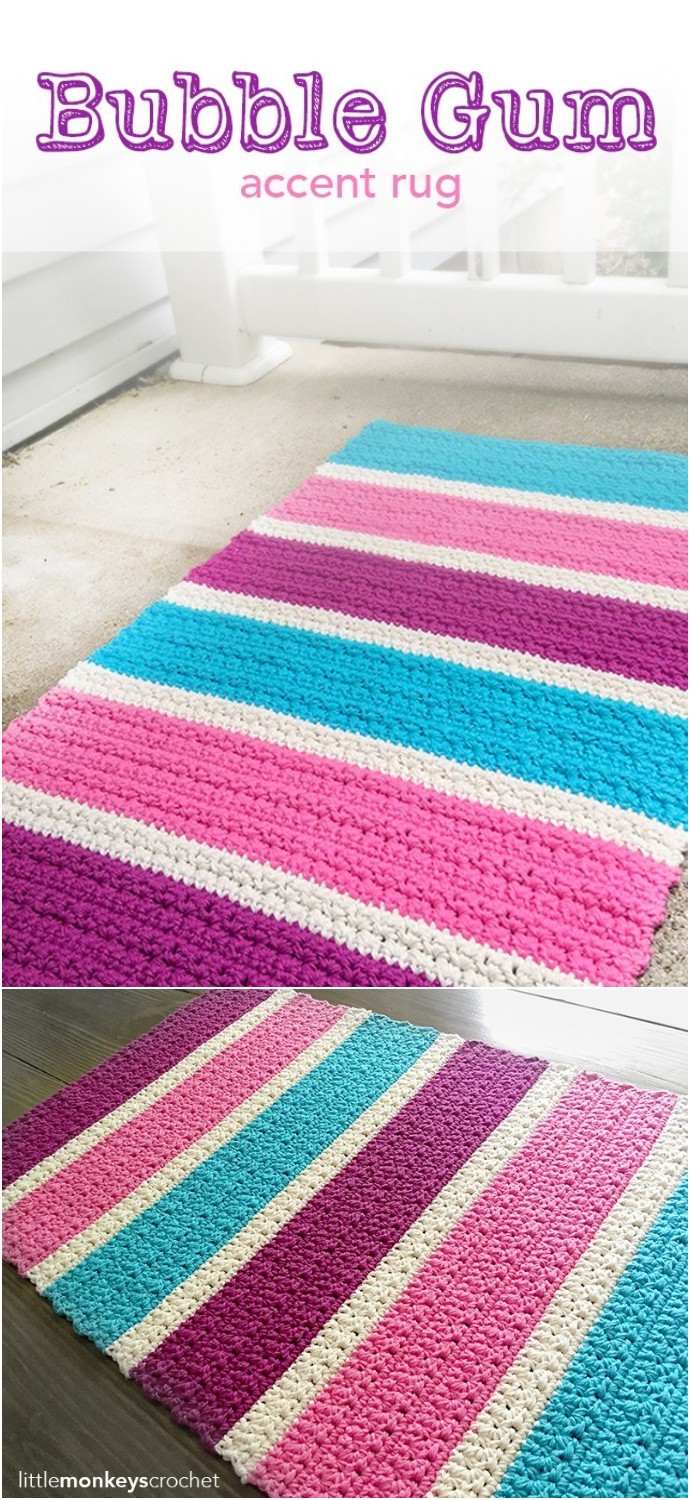 Free Crochet Bubble Gum Accent Rug