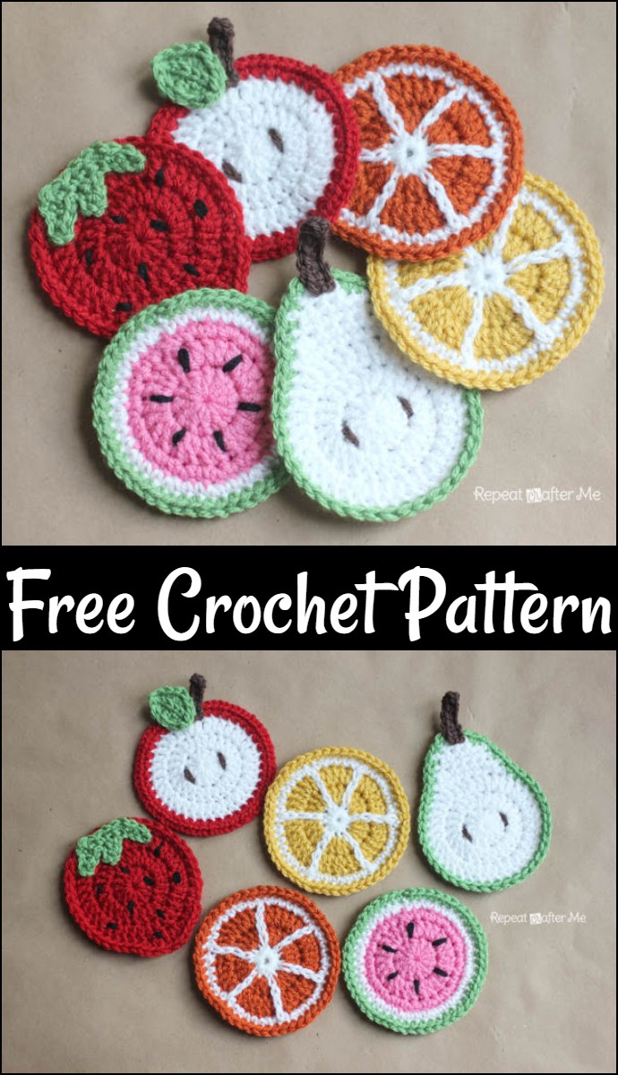 Free Crochet Fruit Coasters Pattern