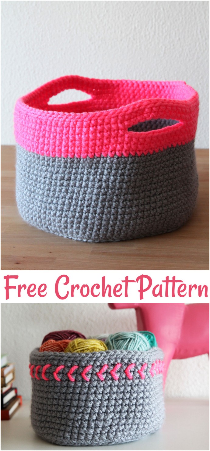 Free Crochet Pattern Neon Touch Baskets