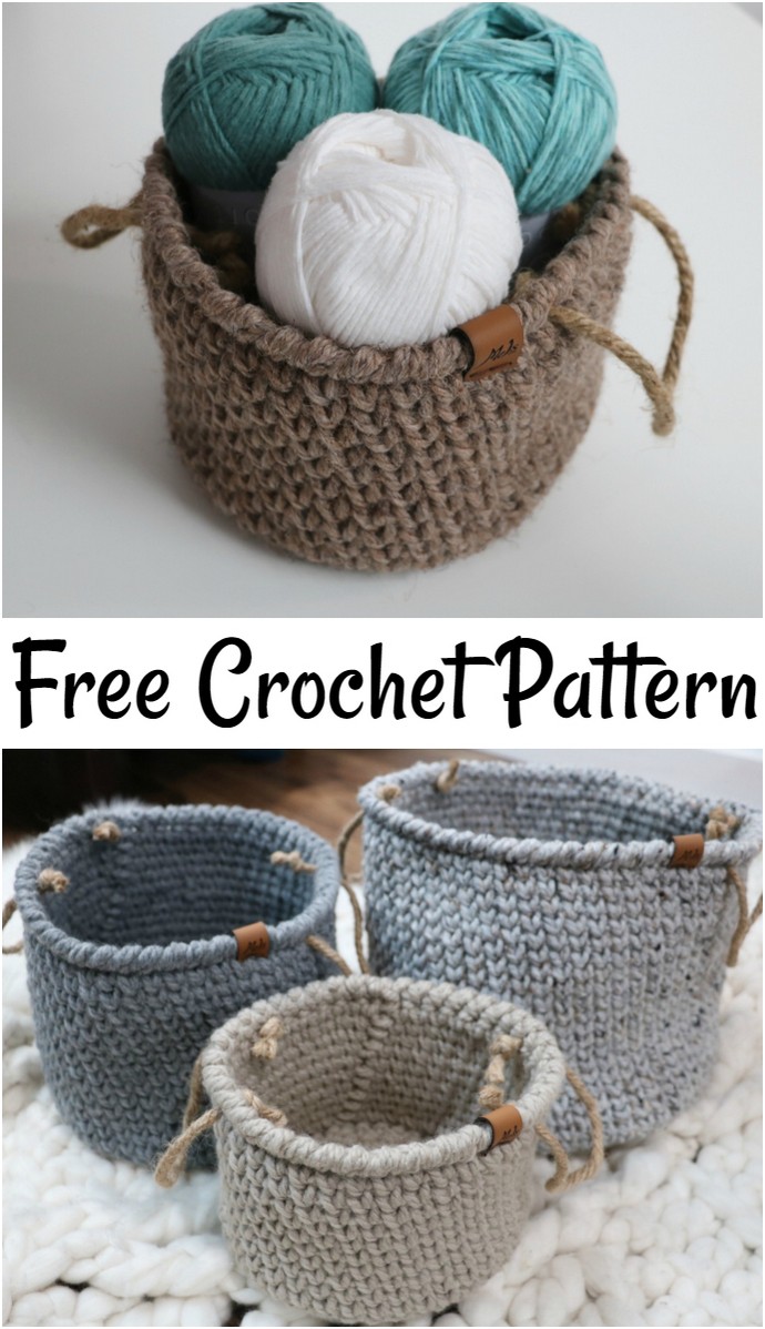 Free Crochet Pattern Rustic Farmhouse Style Basket