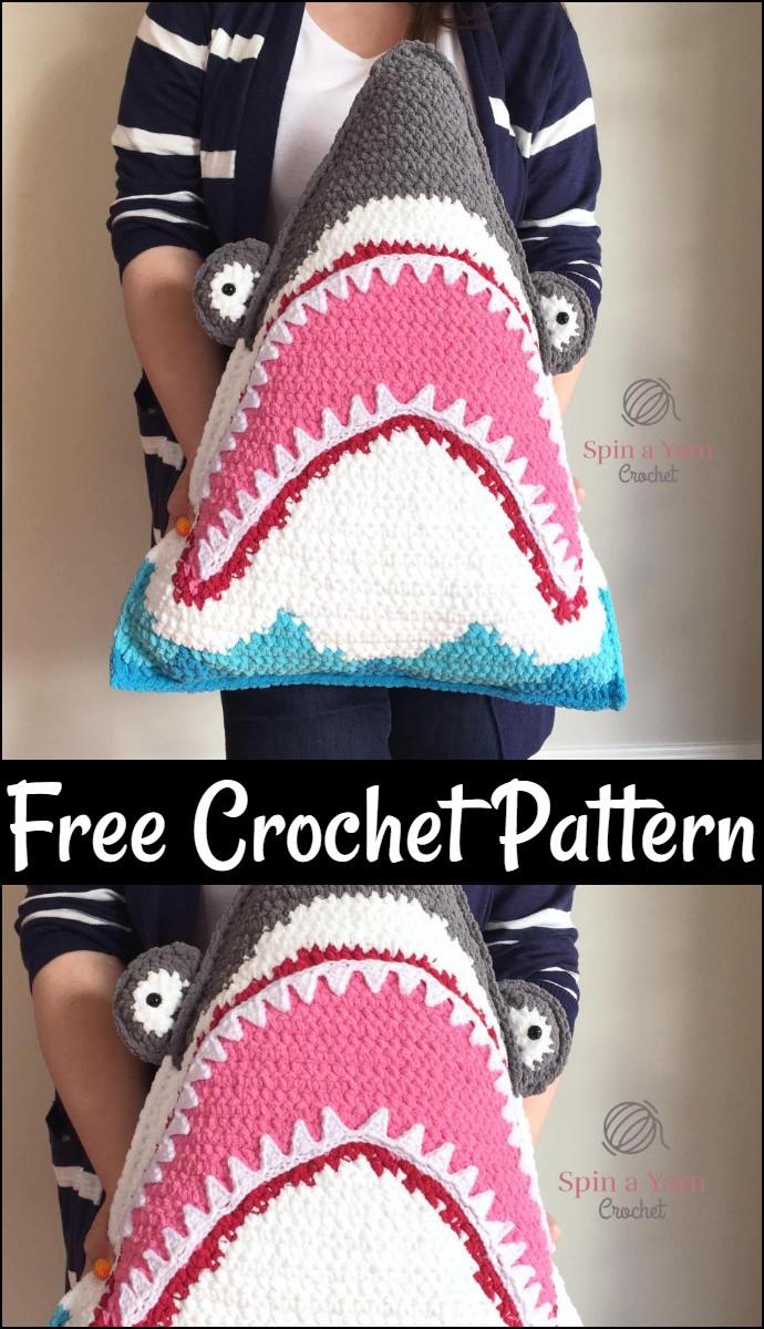 Shark Pillow Free Crochet Pattern