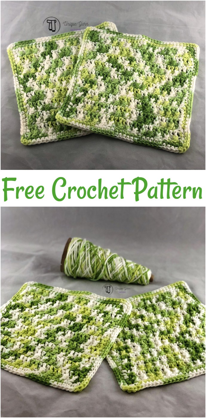 Textured Front Post Dishcloth Crochet Pattern