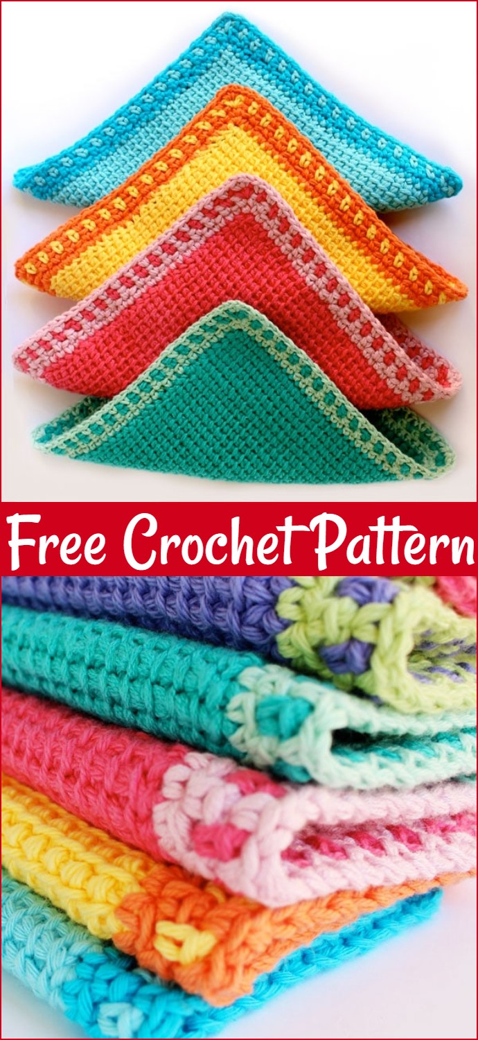 Tunisian Free Crochet Washcloths