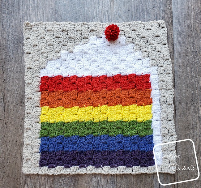 C2C Rainbow Cake Afghan Square