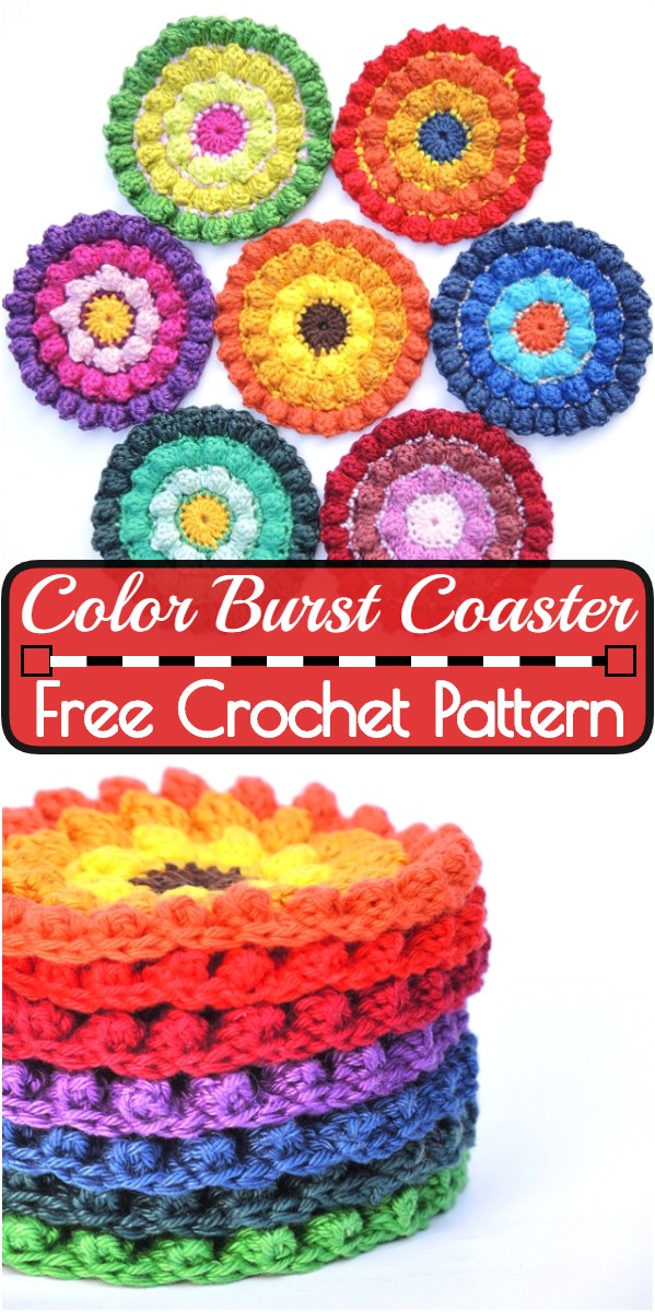 Crochet Color Burst Coaster