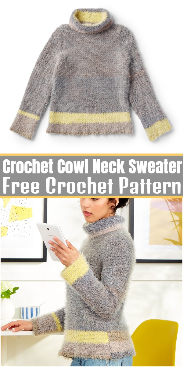 Crochet Cowl Neck Sweater