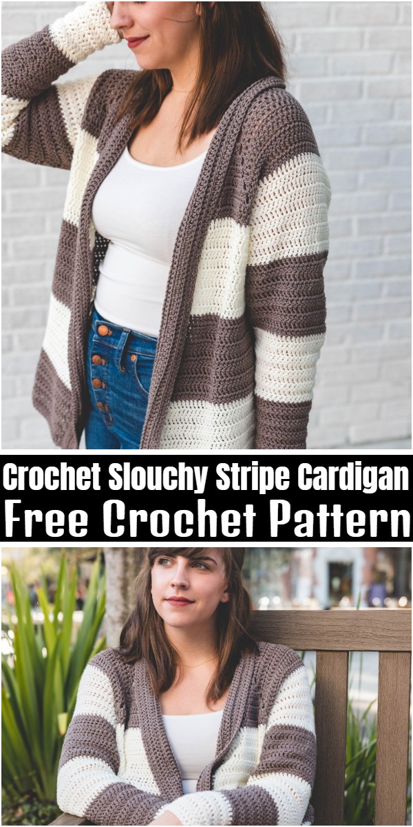 Crochet Slouchy Stripe Cardigan