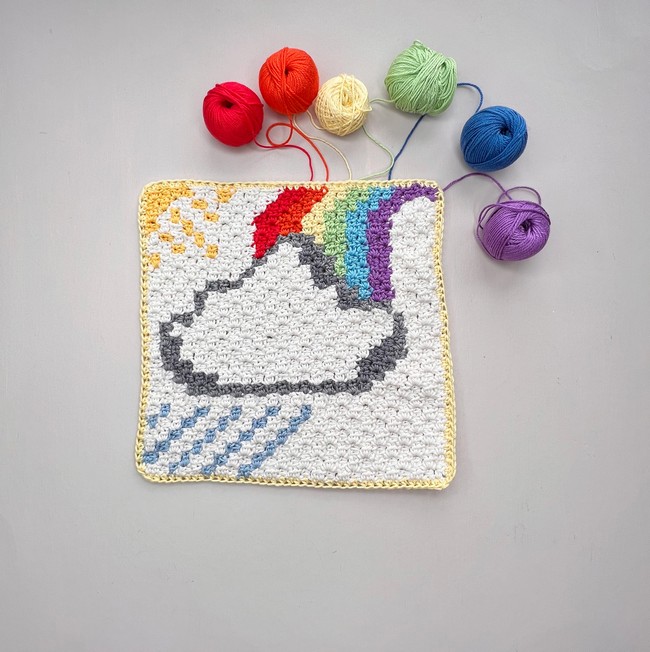 Rainbow and Cloud C2C Square