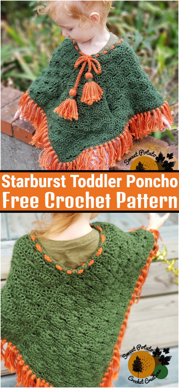 Starburst Toddler Poncho Free Crochet Pattern