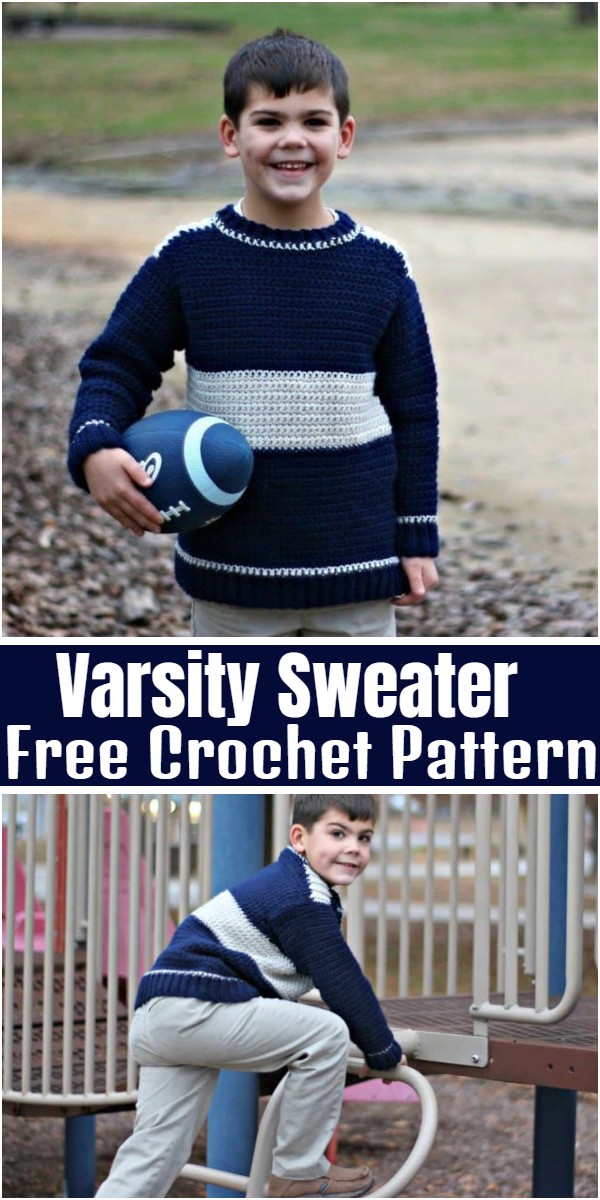 Varsity Sweater Free Crochet Pattern