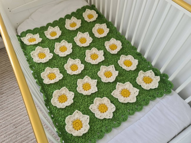 White Waterlily Baby Blanket Afghan