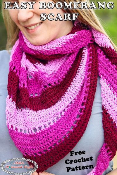 Free Crochet Easy Boomerang Scarf Pattern