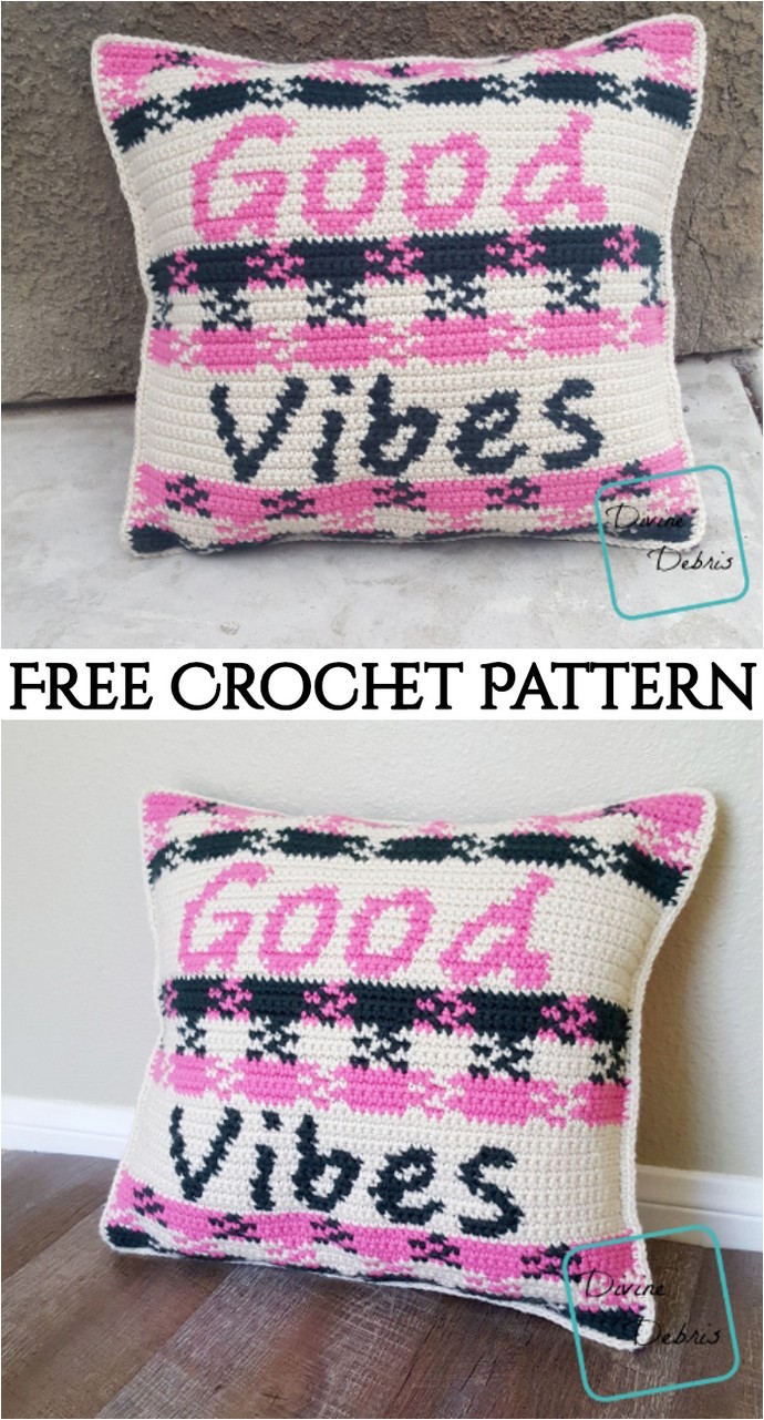 Good Vibes Pillow Free Crochet Pattern