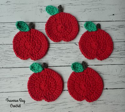 Free Crochet Apple Coasters Pattern