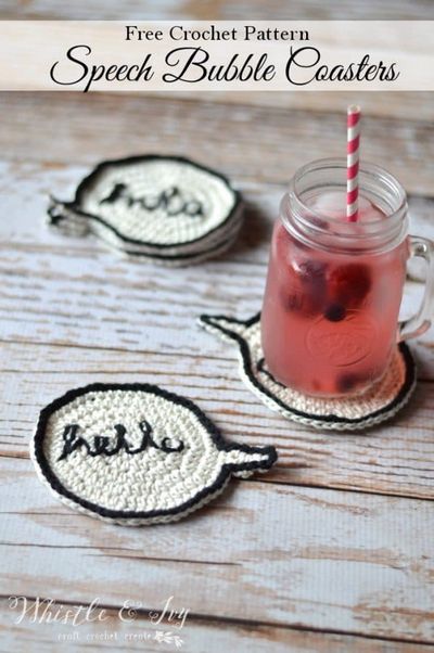 Free Crochet Speech Bubble Coaster Pattern