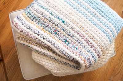 Free Crochet Striped Tunisian Blanket Pattern