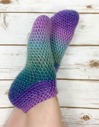 Crochet Cotton Candy Slipper Socks Pattern