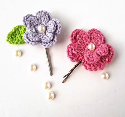 Spring Flower Hair Clips Free Crochet Pattern