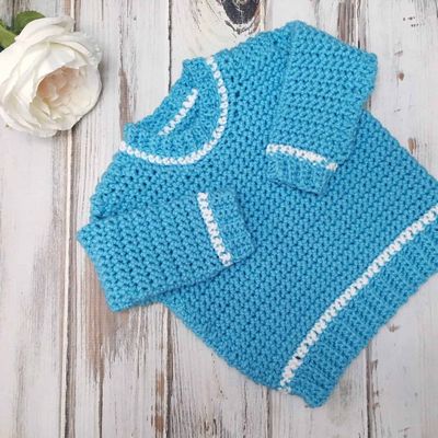 Free Crochet Baby Ribbed Shoulder Sweater Pattern