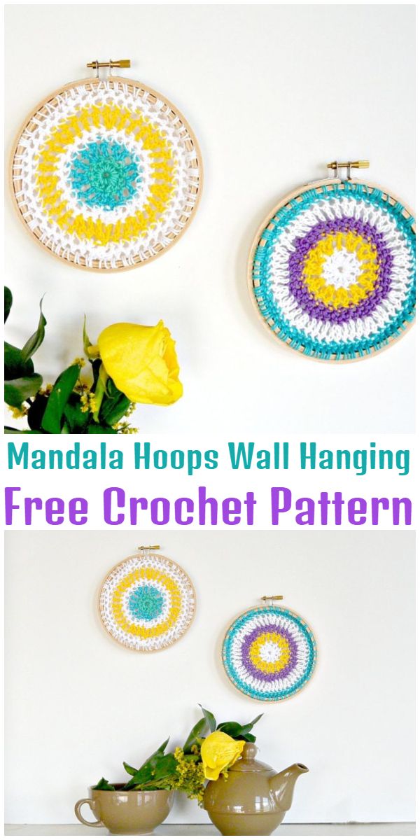 Free Crochet Mandala Hoops Wall Hanging Pattern