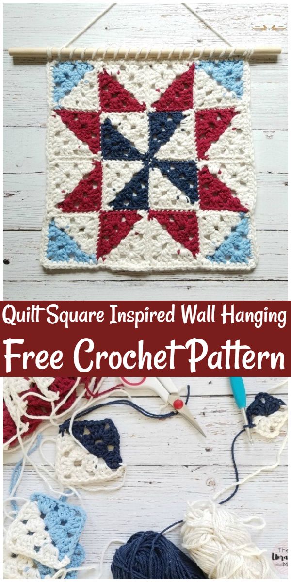 Free Crochet Quilt Square Inspired Wall Hanging Pattern