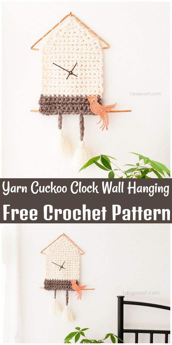 Free Crochet Yarn Cuckoo Clock Wall Hanging Pattern