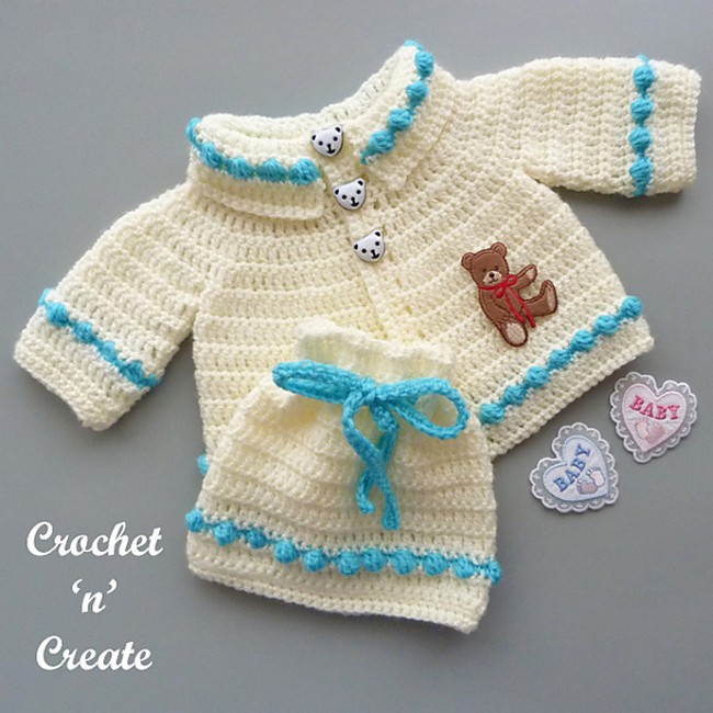 Preemie Collared Cardigan Set