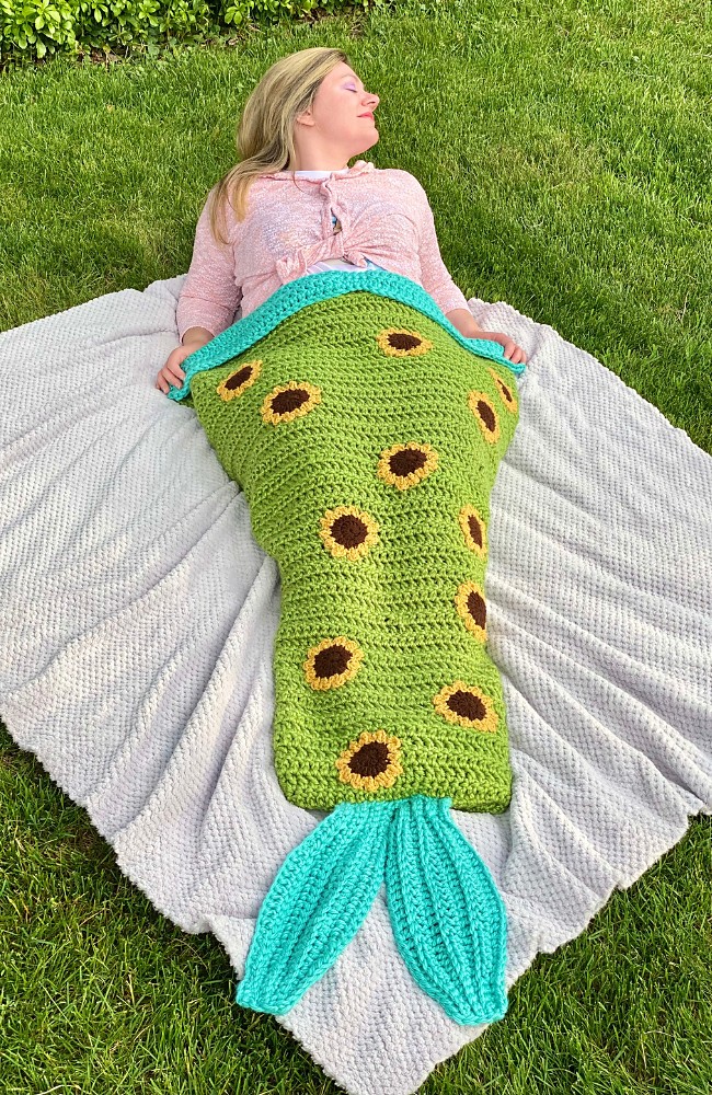 Sunflower Mermaid Tail Blanket