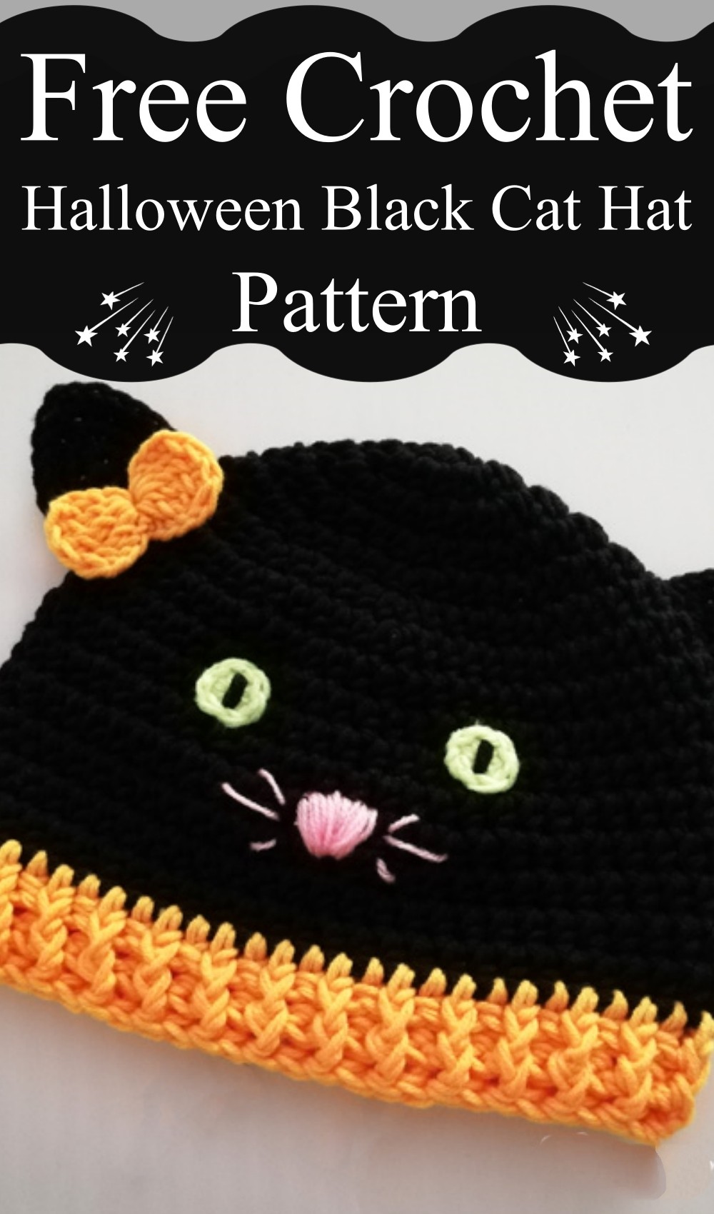 Crochet Halloween Black Cat Hat Pattern